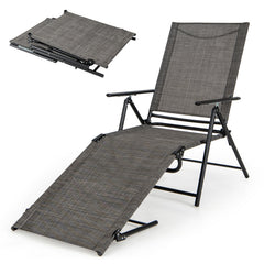 Patio Folding Chaise Lounge Chairs Recliner with 6-Level Backrest