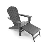 Patio HDPE Adirondack Chair with Retractable Ottoman