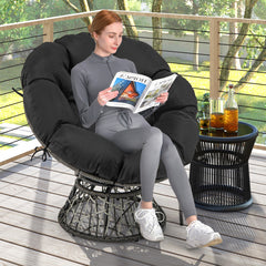 PE Wicker Papasan Chair with Thick and Removable Cushion