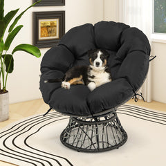 PE Wicker Papasan Chair with Thick and Removable Cushion