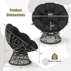 PE Wicker Papasan Chair with Thick and Removable Cushion