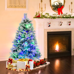 4.5/6/7 Feet Artificial Xmas Tree with Pine Needles and LED Lights