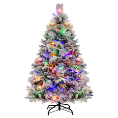 4.5/6/7 Feet Artificial Xmas Tree with Pine Needles and LED Lights
