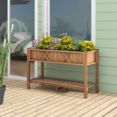Poly Wood Elevated Planter Box with Legs Storage Shelf Drainage Holes