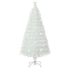 5/6/7 Feet Pre-Lit Fiber Optic Artificial Christmas Tree with Iridescent Leaves