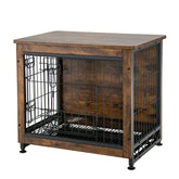 Wooden Dog Crate Furniture with Tray and Double Door