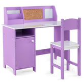 Kids Table and Chair Set with Bookshelf and Cabinet Study Table for Bedroom