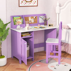 Kids Table and Chair Set with Bookshelf and Cabinet Study Table for Bedroom