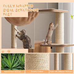 52 Inch Modern Multi-level Cat Play Center with Deluxe Hammock