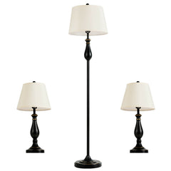 3 Pieces Brushed Nickel Lamp Set