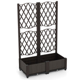 PE Rattan Raised Garden Bed with Trellis Planter Box for Climbing Plants