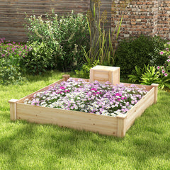 49 x 49 x 10 Inch Raised Garden Bed with Compost Bin and Open-ended Bottom