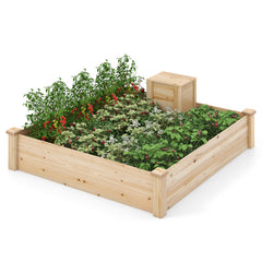 49 x 49 x 10 Inch Raised Garden Bed with Compost Bin and Open-ended Bottom