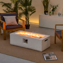 42 Inch 50,000 BTU Rectangle Terrazzo Fire Pit Table with PVC Cover
