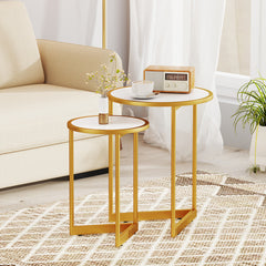 Modern Marble Look Stacking Nesting Coffee Table Set