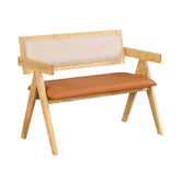 Rubber Wood Dining Bench with Armrest Sherpa Upholstered Backrest and Soft-padded Seat