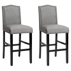 Set of 2 Bar Height Dining Side Barstools with Thick Cushion