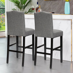 Set of 2 Bar Height Dining Side Barstools with Thick Cushion