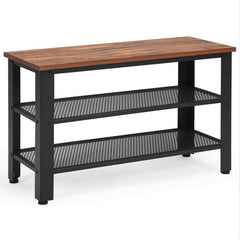 3-Tier Industrial Shoe Rack Bench with Storage Shelves