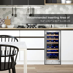 30-Bottle Freestanding Wine Cooler with Temp Memory and Dual Zones