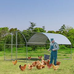 6.2 Feet/12.5 Feet/19 Feet Large Metal Chicken Coop Outdoor Galvanized Dome Cage with Cover