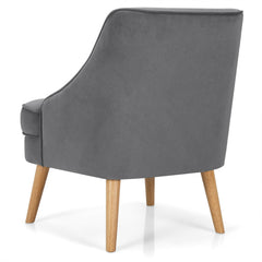 Mid Century Velvet Accent Chair with Rubber Wood Legs for Bedroom