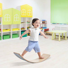 Wooden Wobble Balance Board Kids 35 Inch Rocker Yoga Curvy Board Toy with Felt Layer