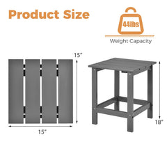 15 Inch Patio Square Wooden Slat End Side Coffee Table for Garden