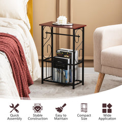 Narrow Side Table with Removable Paper Holder for Living Room