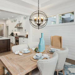 20 Inch 5 Lights Metal Chandelier with Pivoting Interlocking Rings