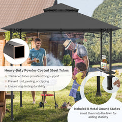 8 x 5 Feet Outdoor Double-Tiered Barbecue Grill Gazebo Canopy Tent BBQ Shelter