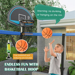 8/10/12 Feet Recreational Trampoline W/Basketball Hoop Safety Enclosure Net Ladder