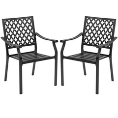 3 Pieces Patio Dining Set Stackable Chairs Armrest Table with Umbrella Hole