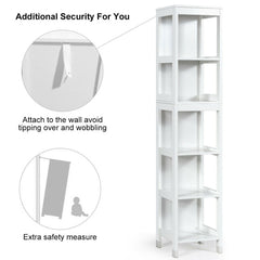 5-Tier Multifunctional Bathroom Floor Cabine Storage with 2 Drawers