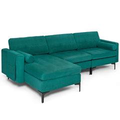 Modular L-shaped 3-Seat Sectional Sofa with Reversible Chaise and 2 USB Ports