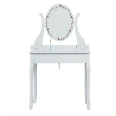 10 Dimmable Lights Vanity Table Set with Lighted Mirror and Cushioned Stool
