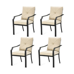 4 Pieces Outdoor Dining Set with Removable Cushions and Steel Frame