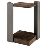 2-Tier Square End Table with Open Storage Shelf for Small Space