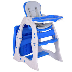 3-in-1 Infant Table and Chair Set Baby High Chair In Blue