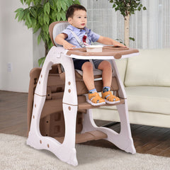 3-in-1 Infant Table and Chair Set Baby High Chair In Beige