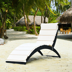 Foldable Patio Lounge Chair with Cushion for Backyard