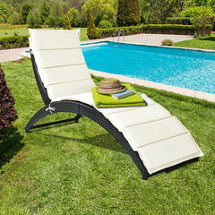 Foldable Patio Lounge Chair with Cushion for Backyard