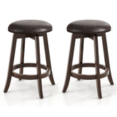 Set of 2 24/29 Inch Upholstered PU Leather Bar Stool with 360° Swivel Round Seat