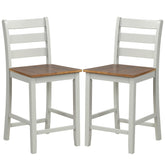 Set of 2 Counter Bar Stool with Inclined Backrest and Footrest