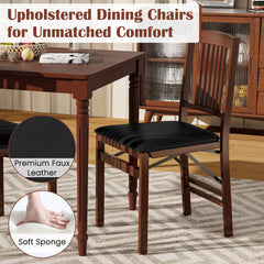 Set of 2 Foldable Upholstered Kitchen Chairs with Padded Seat