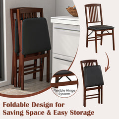 Set of 2 Foldable Upholstered Kitchen Chairs with Padded Seat