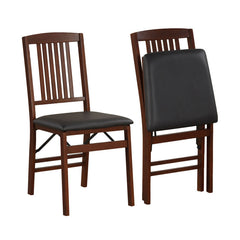 Set of 2 Foldable Upholstered Kitchen Chairs with Padded Seat