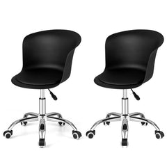 Set of 2 Adjustable Office Chair Swivel Desk Chair with PU Leather Seat