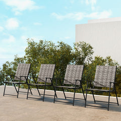 Set of 4 Patio Folding Chairs with Armrests and Portable Lawn Chairs for Garden Backyard