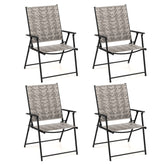 Set of 4 Patio Folding Chairs with Armrests and Portable Lawn Chairs for Garden Backyard